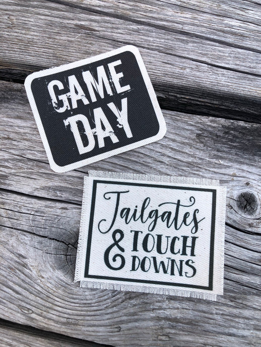 FB Patch sale- game day black, tailgates & touch downs