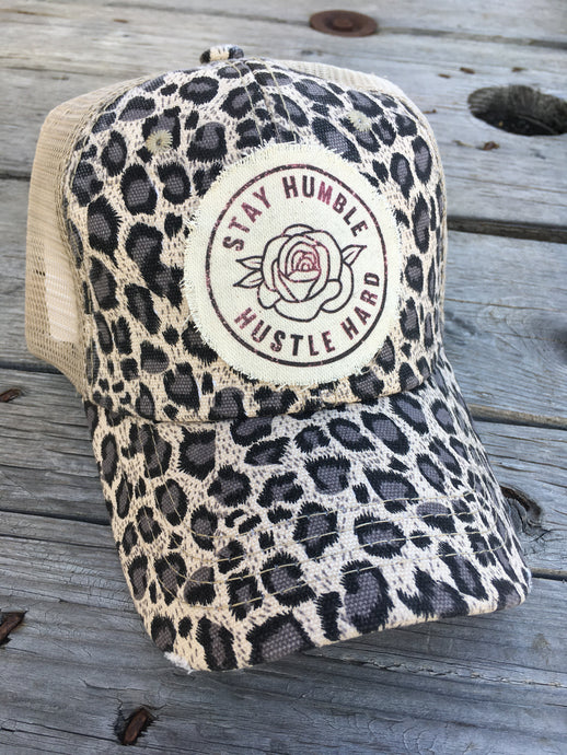 SALE Stay Humble Hustle Hard- Leopard Beige