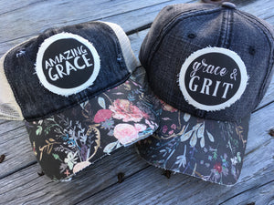 Grace Hats. Raggedy Floral Bill