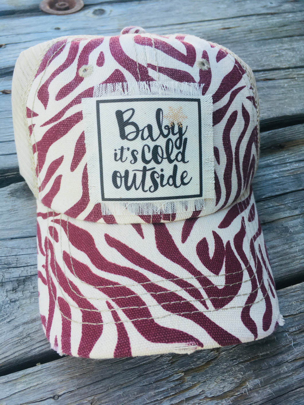 Christmas Baby It’s Cold Outside Maroon Canvas Hat