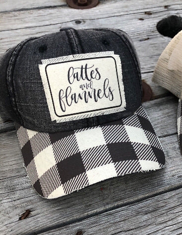 NEW Lattes And Flannels Black plaid Hat