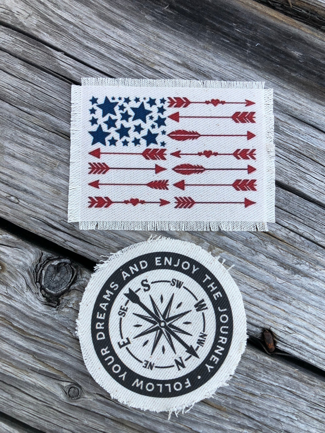 FB Patch sale- states and arrows flag, enjoy the the journey compass