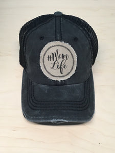 Momlife . Distressed Black Hat