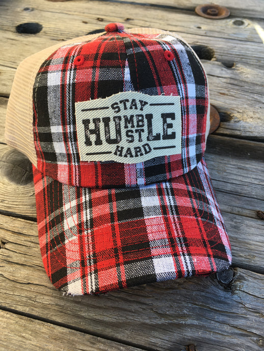 Stay Humble Hustle Hard. Plaid Hat