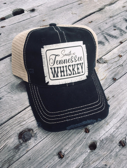 Smooth As Tennessee Whiskey. Black Denim Distressed