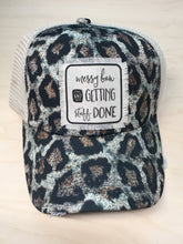 Messy Bun leopard crisscross hat