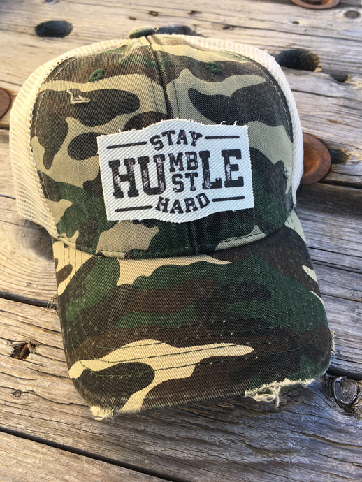 Stay Humble Hustle Hard. Camo Hat