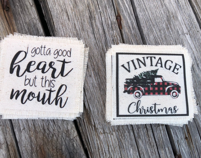 FB Patch sale- gotta good heart, vintage Christmas truck