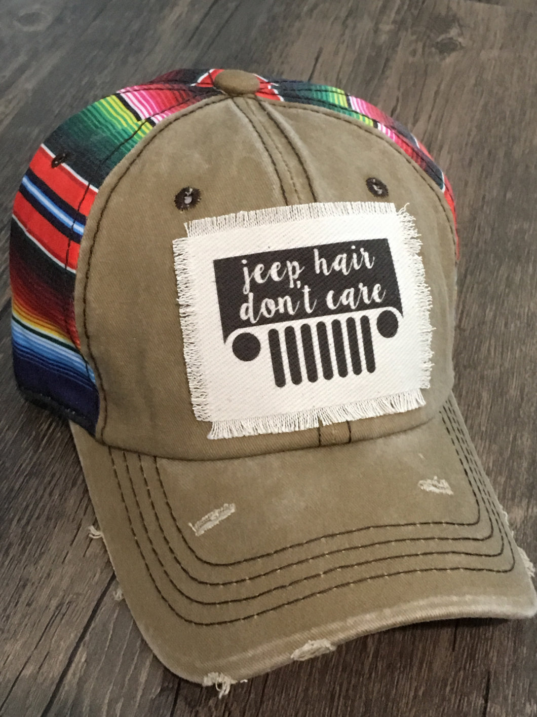 Khaki Serape Hat. Jeep Hair Dont Care