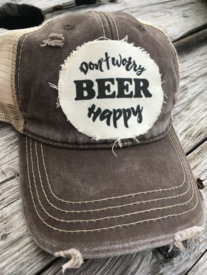 Don’t Worry Beer Happy. Brown SnapBack Hat