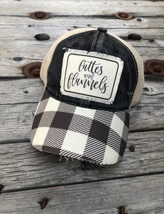 NEW Lattes And Flannels Black plaid Hat