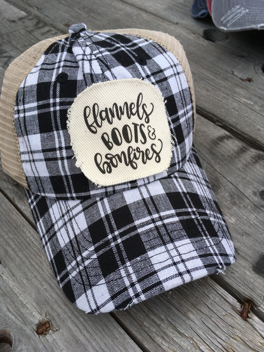 Flannels boots bonfires. Black Plaid