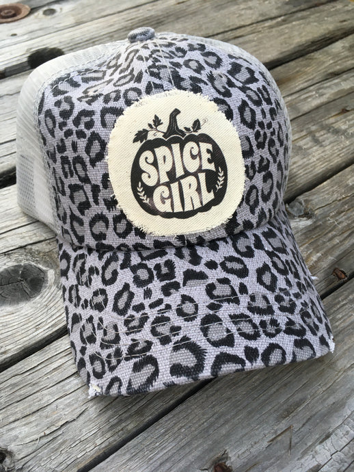 Spice Girl Grey Leopard Hat