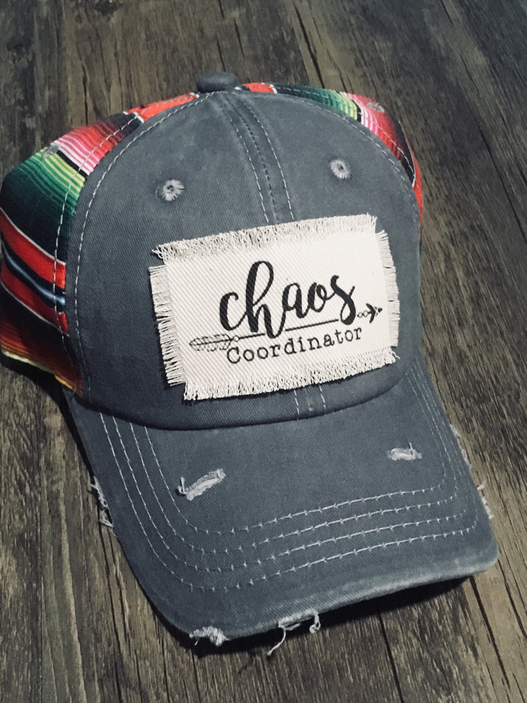 Grey Serape hat. Chaos Coordinator