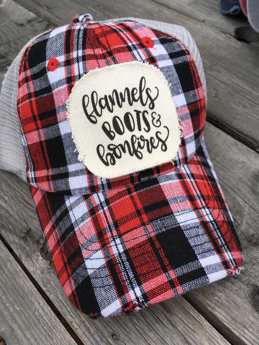 RTS- Flannels boots bonfires. Red Plaid