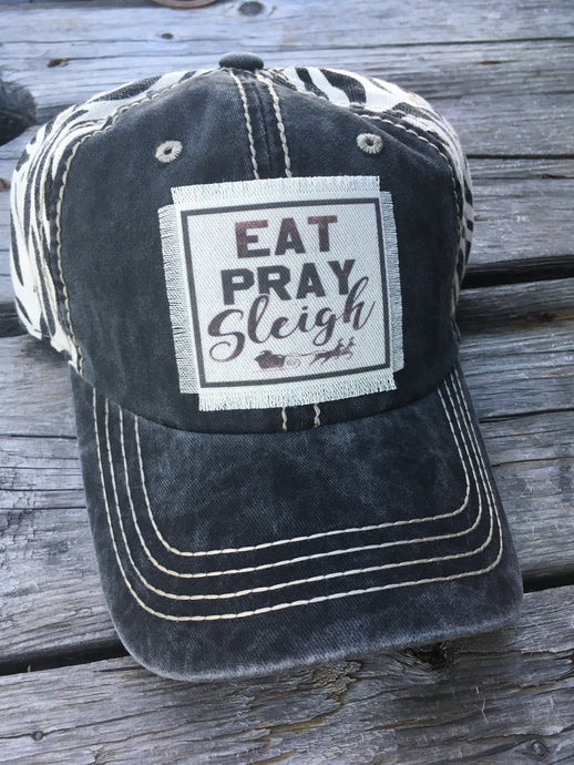 Christmas Eat Pray Sleigh Canvas Hat