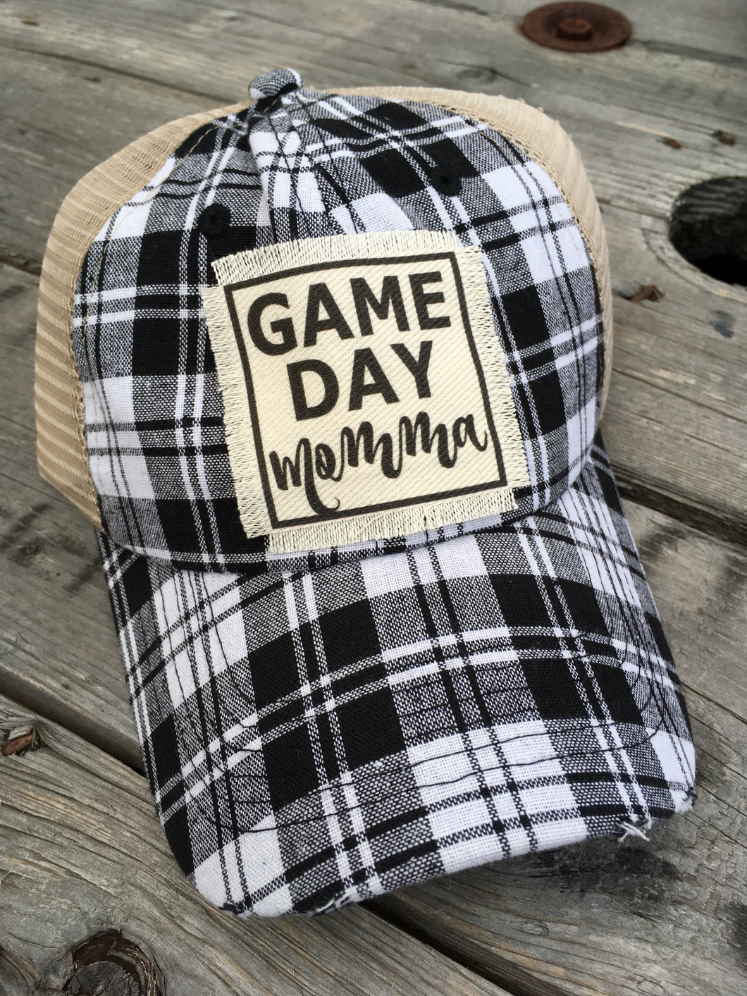 Game Day Momma. Black Plaid