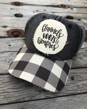 NEW TRIO Black Checkered Plaid Hat