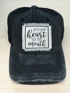 Gotta Good Heart. Distressed Black Hat